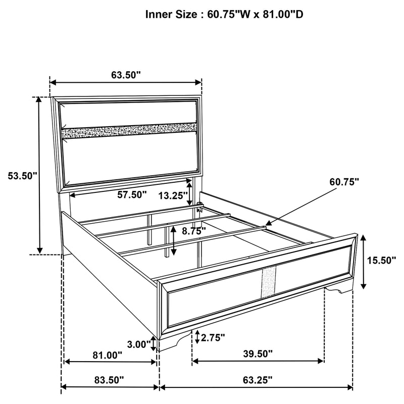 Miranda California King, E.King, Queen, Full, & Twin Bed Black & White - My Sweet Home Furniture (Queens, NY)