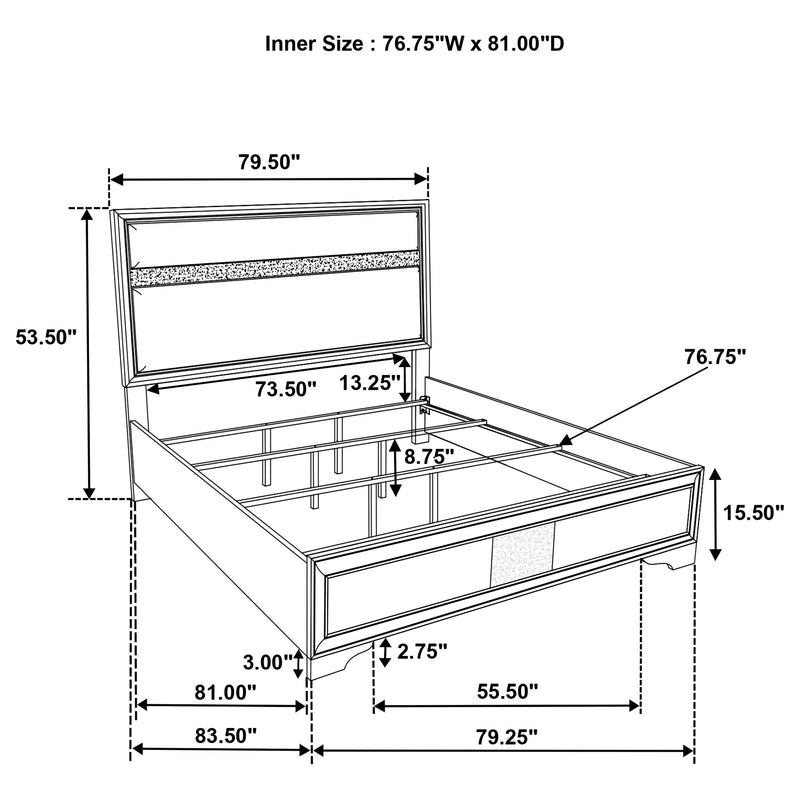 Miranda California King, E.King, Queen, Full, & Twin Bed Black & White - My Sweet Home Furniture (Queens, NY)