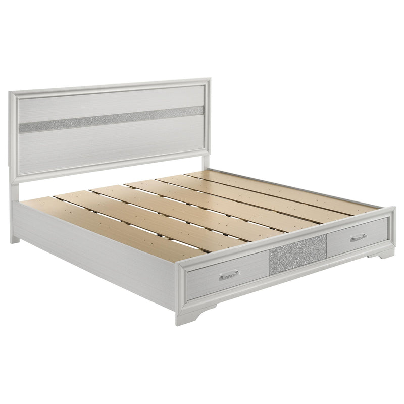 Miranda California King. E.King, & Queen 2-drawer Storage Bed Black & White - My Sweet Home Furniture (Queens, NY)