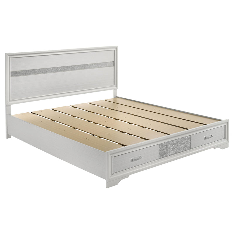 Miranda California King. E.King, & Queen 2-drawer Storage Bed Black & White - My Sweet Home Furniture (Queens, NY)