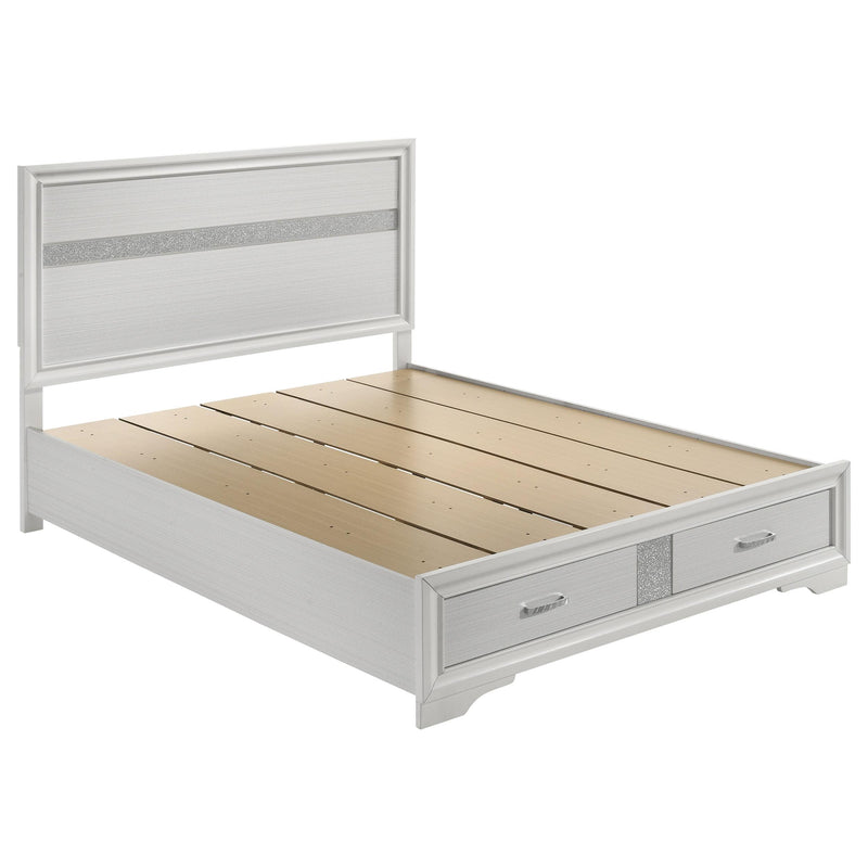 Miranda California King. E.King, & Queen 2-drawer Storage Bed Black & White - My Sweet Home Furniture (Queens, NY)