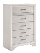 Miranda 5-drawer Chest White and Rhinestone - My Sweet Home Furniture (Queens, NY)