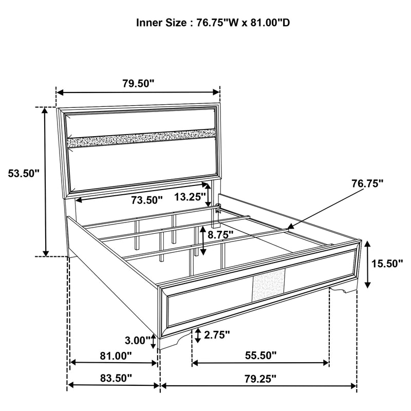 Miranda California King, E.King, Queen, Full, & Twin Bed Black & White - My Sweet Home Furniture (Queens, NY)