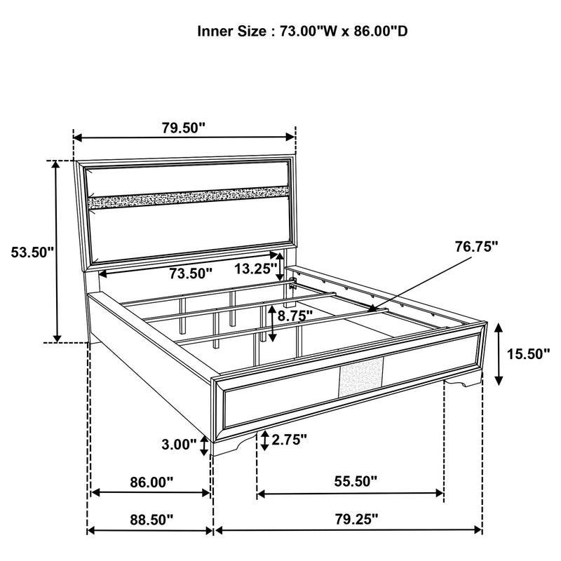 Miranda California King, E.King, Queen, Full, & Twin Bed Black & White - My Sweet Home Furniture (Queens, NY)