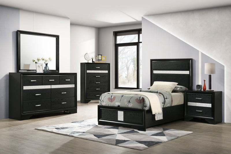 Miranda California King, E.King, Queen, Full, & Twin Bed Black & White - My Sweet Home Furniture (Queens, NY)