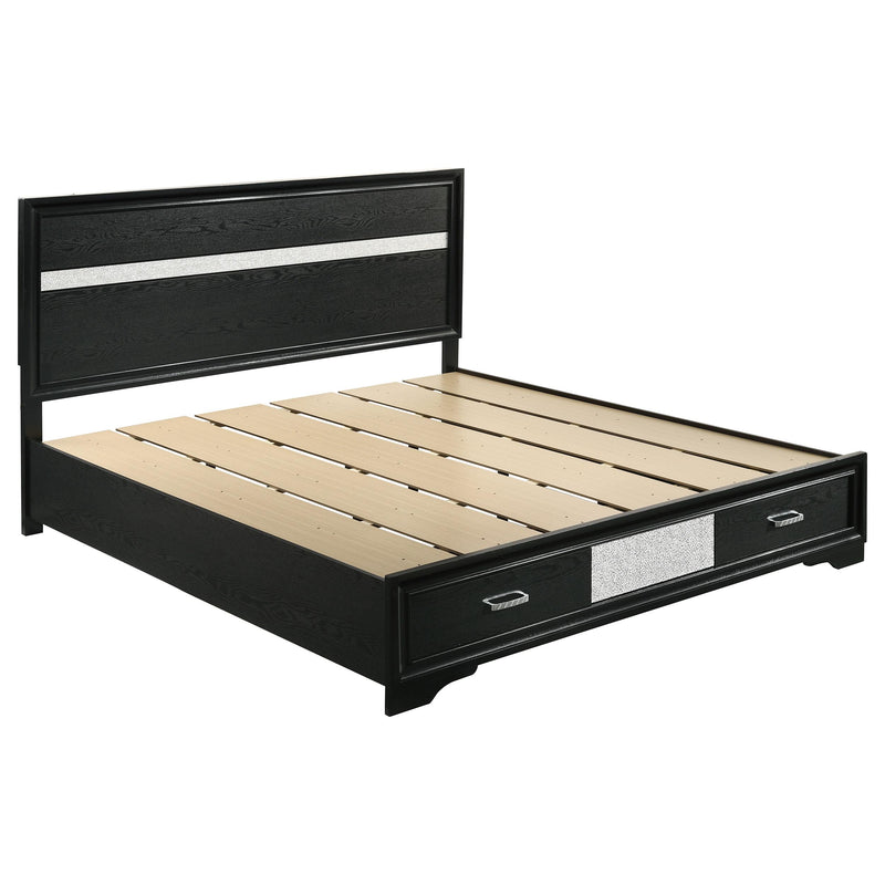 Miranda California King. E.King, & Queen 2-drawer Storage Bed Black & White - My Sweet Home Furniture (Queens, NY)