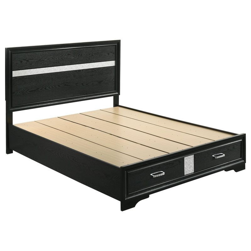 Miranda California King. E.King, & Queen 2-drawer Storage Bed Black & White - My Sweet Home Furniture (Queens, NY)