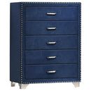 Melody 5-drawer Upholstered Chest Pacific Blue - My Sweet Home Furniture (Queens, NY)