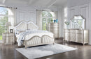 Evangeline Upholstered Platform Bedroom Set Ivory and Silver Oak - My Sweet Home Furniture (Queens, NY)