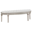 Evangeline Upholstered Demilune Bench Ivory and Silver Oak - My Sweet Home Furniture (Queens, NY)