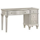 Evangeline 4-drawer Vanity Table with Faux Diamond Trim Silver and Ivory - My Sweet Home Furniture (Queens, NY)