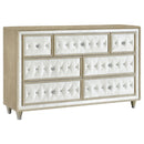 Antonella 7-drawer Upholstered Dresser Ivory and Camel - My Sweet Home Furniture (Queens, NY)