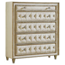 Antonella 5-drawer Upholstered Chest Ivory and Camel - My Sweet Home Furniture (Queens, NY)