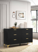 Kendall 6-drawer Dresser Black and Gold - My Sweet Home Furniture (Queens, NY)