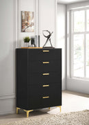 Kendall 5-drawer Chest Black and Gold - My Sweet Home Furniture (Queens, NY)