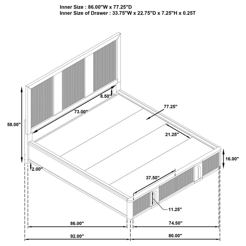 Terrace California King, E.King, & Queen Bed - My Sweet Home Furniture (Queens, NY)