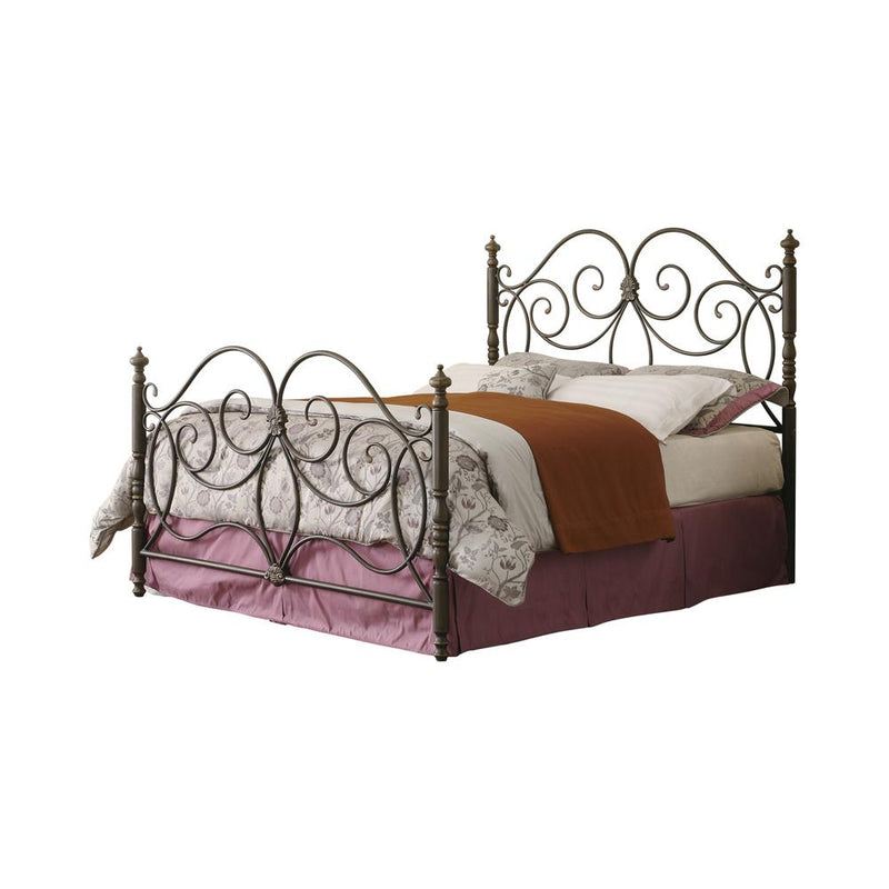 London Eastern King Metal Scroll Bed Dark Bronze image