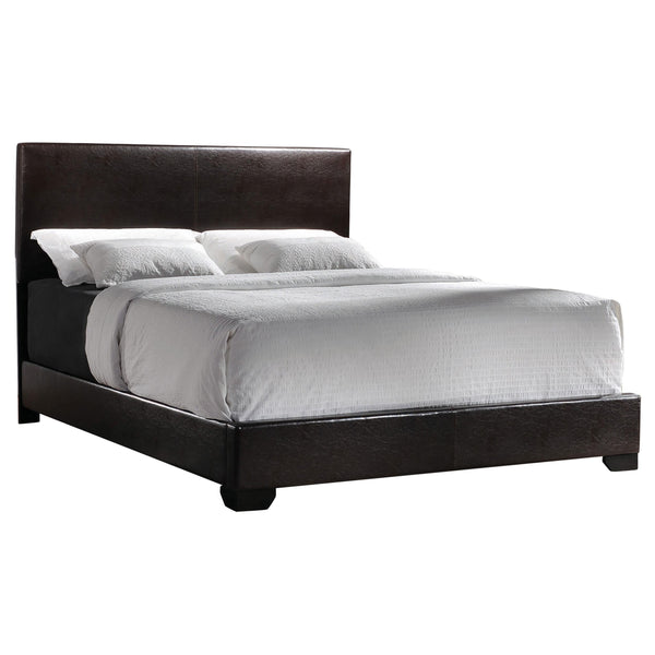 Conner Queen Upholstered Panel Bed Black and Dark Brown image