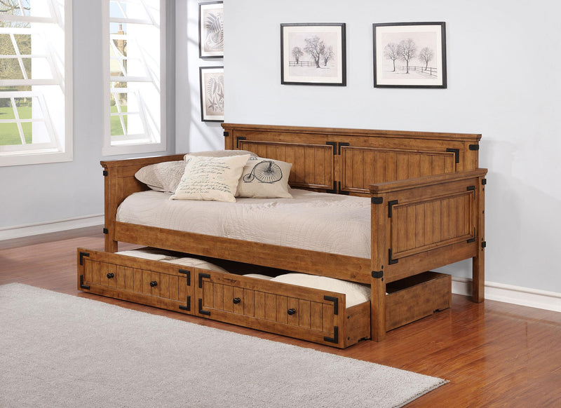 Oakdale Wood Twin Daybed with Trundle Rustic Honey - My Sweet Home Furniture (Queens, NY)
