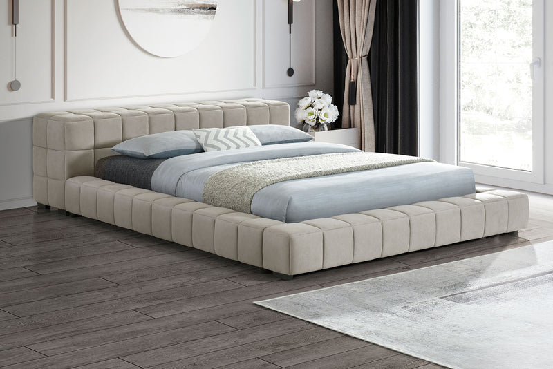 Trinity California King, E.king, Queen, & Full Bed Green & Light Taupe - My Sweet Home Furniture (Queens, NY)