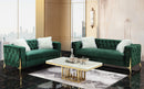 Emerald Modern Style Green Sofa in Gold finish