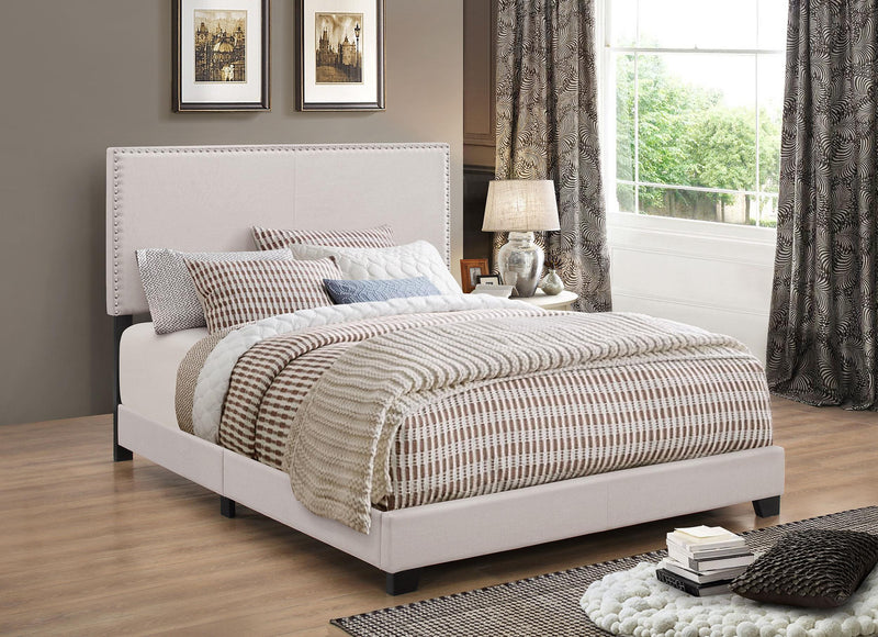 Boyd California King, King, & Queen Upholstered Bed with Nailhead Trim Charcoal & Grey - My Sweet Home Furniture (Queens, NY)