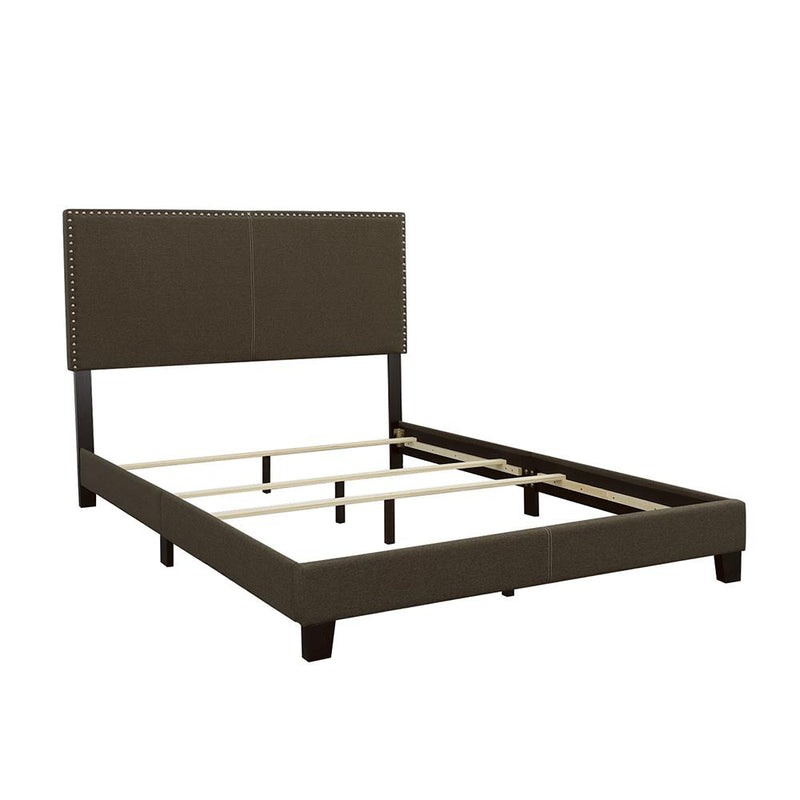 Boyd California King, King, & Queen Upholstered Bed with Nailhead Trim Charcoal & Grey - My Sweet Home Furniture (Queens, NY)