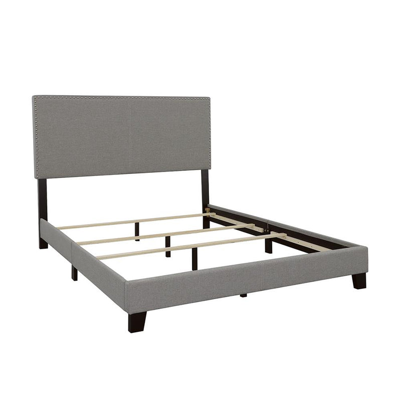 Boyd California King, King, & Queen Upholstered Bed with Nailhead Trim Charcoal & Grey - My Sweet Home Furniture (Queens, NY)