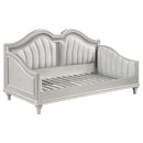 Evangeline Upholstered Twin Daybed with Faux Diamond Trim Silver and Ivory - My Sweet Home Furniture (Queens, NY)