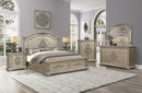 Alicia Transitional Style King Bed in Beige finish Wood