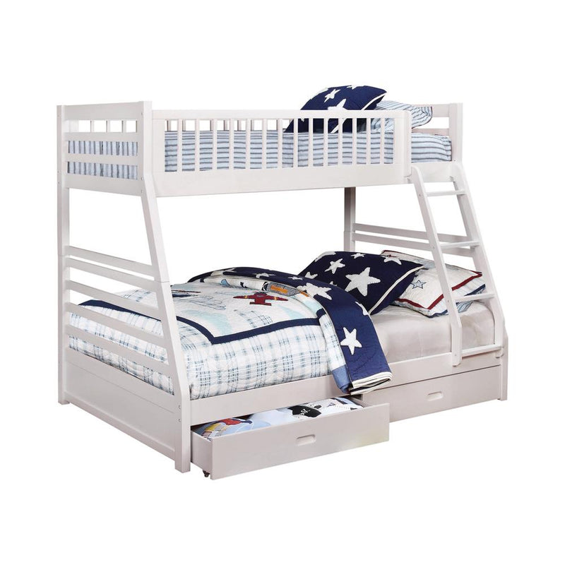 Ashton Twin Over Full 2-drawer Bunk Bed Cappuccino, White, Navy, Honey, & Brown - My Sweet Home Furniture (Queens, NY)