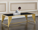 Belva Modern Style Marble Coffee Table with Metal Base
