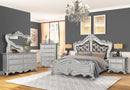 Adriana Transitional Style King Bed in Silver finish Wood
