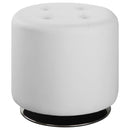 Bowman Round Upholstered Ottoman White - My Sweet Home Furniture (Queens, NY)