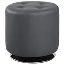 Bowman Round Upholstered Ottoman Grey - My Sweet Home Furniture (Queens, NY)