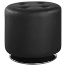 Bowman Round Upholstered Ottoman Black - My Sweet Home Furniture (Queens, NY)