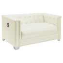 Chaviano Tufted Upholstered Loveseat Pearl White - My Sweet Home Furniture (Queens, NY)