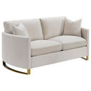 Corliss Upholstered Arched Arms Loveseat Beige - My Sweet Home Furniture (Queens, NY)