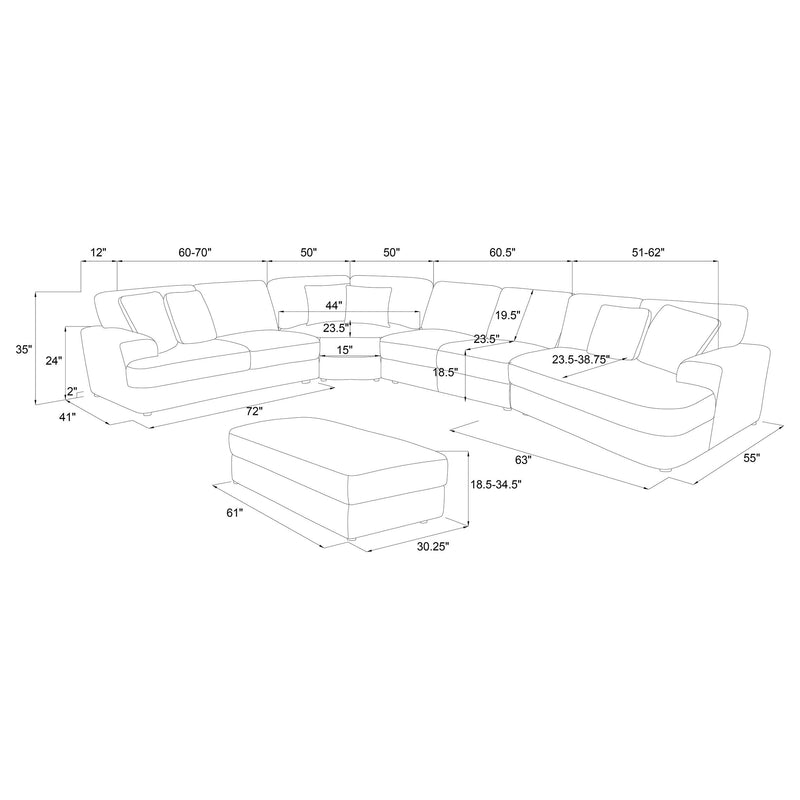 Emberson Upholstered Modular Sectional Sofa Ivory - My Sweet Home Furniture (Queens, NY)