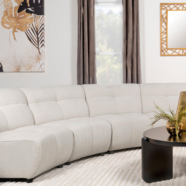Charlotte Upholstered Curved Armless Chair Ivory - My Sweet Home Furniture (Queens, NY)