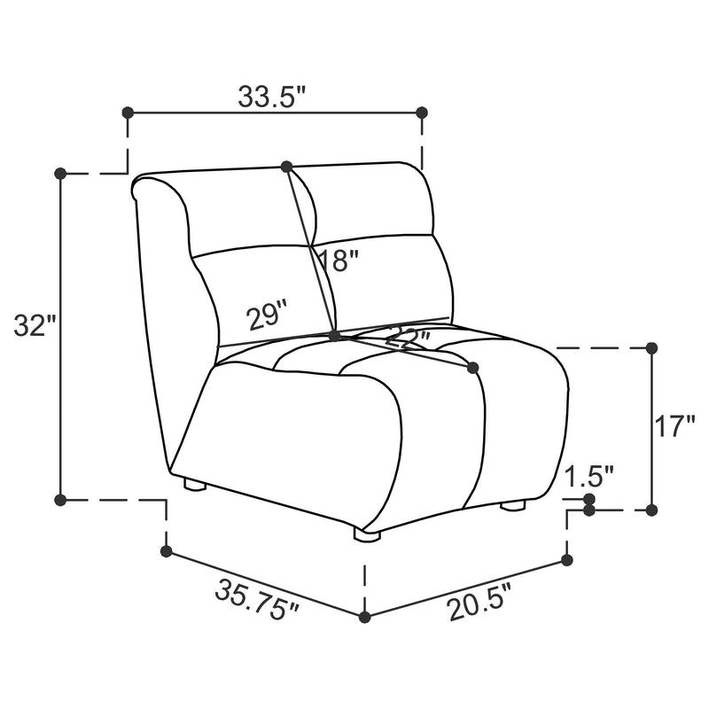 Charlotte Upholstered Curved Armless Chair Ivory - My Sweet Home Furniture (Queens, NY)