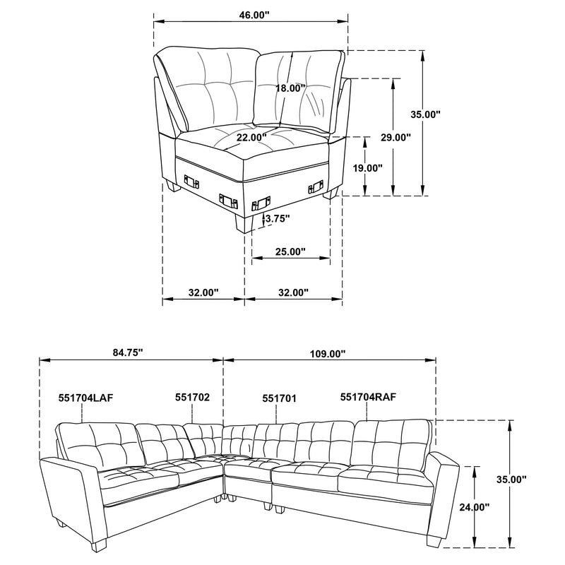 Georgina Modular Sectionals Chair - My Sweet Home Furniture (Queens, NY)