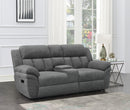 Bahrain Upholstered Motion Loveseat with Console Charcoal - My Sweet Home Furniture (Queens, NY)