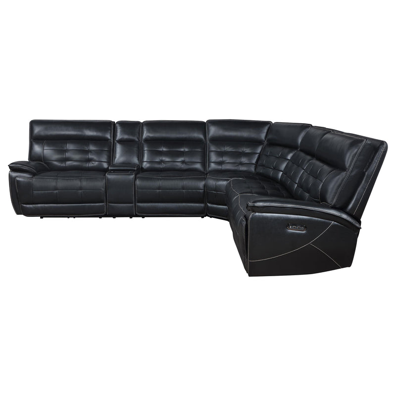 Hewitt Leather Upholstered Power Reclining Sectional Black - My Sweet Home Furniture (Queens, NY)