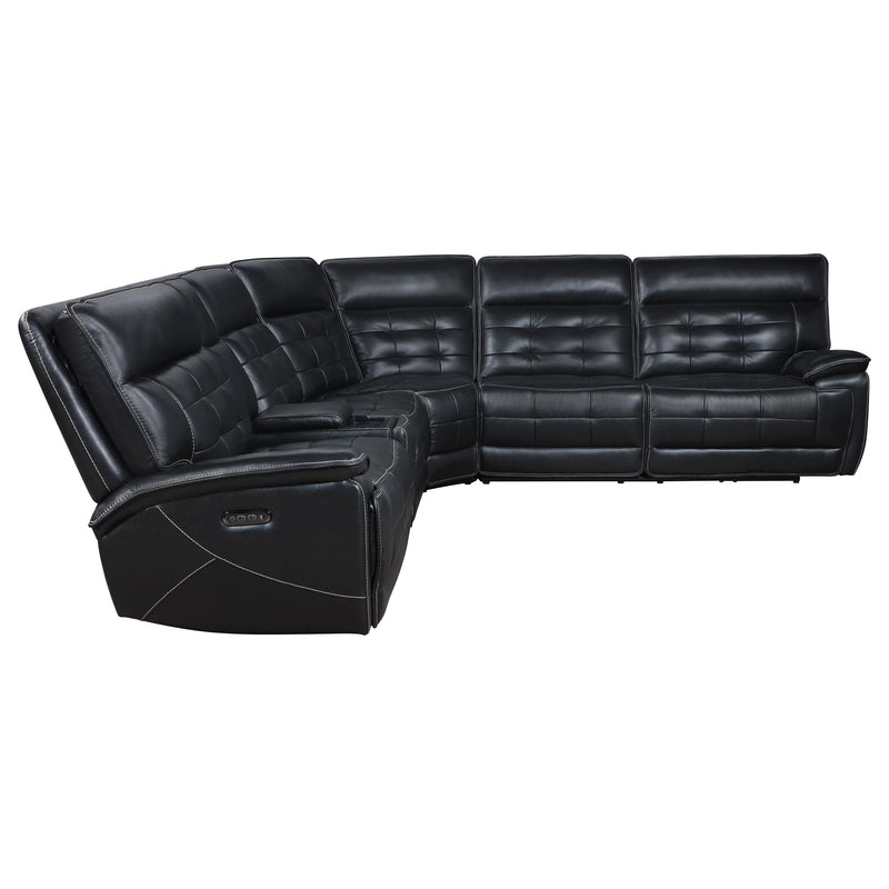 Hewitt Leather Upholstered Power Reclining Sectional Black - My Sweet Home Furniture (Queens, NY)