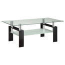 Dyer Tempered Glass Coffee Table with Shelf Black - My Sweet Home Furniture (Queens, NY)