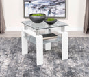 Dyer Square Glass Top End Table With Shelf White - My Sweet Home Furniture (Queens, NY)