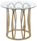 Monett Round End Table Chocolate Chrome and Clear - My Sweet Home Furniture (Queens, NY)