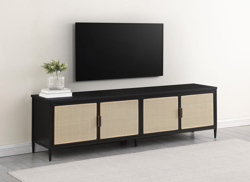 Amherst 4-door 78-inch Metal TV Stand Media Console Black - My Sweet Home Furniture (Queens, NY)