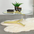 Janessa Round Glass Top Coffee Table With Acrylic Legs Clear and Matte Brass - My Sweet Home Furniture (Queens, NY)